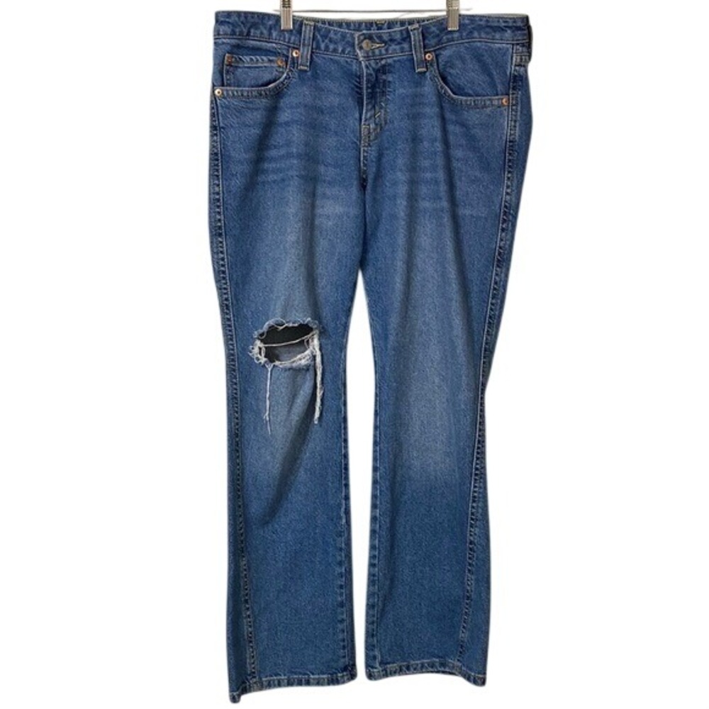 Levi's Premium Jeans Womens Distressed Flap Pocket‎ Bootcut Medium Wash Denim XL